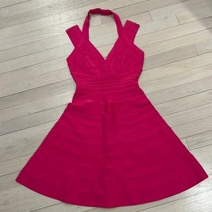 Herve Leger fuchsia bandage halter dress. Size S New with Tags